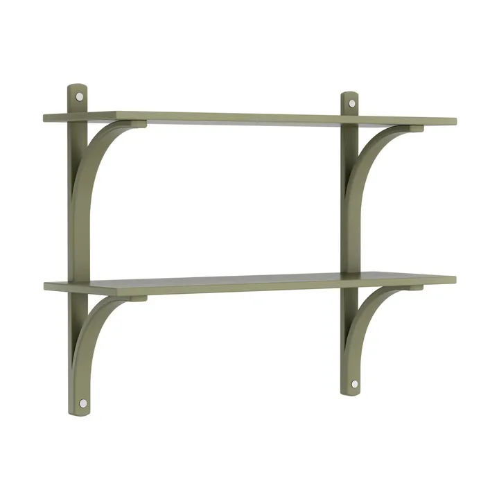 Levi estantería - Moss green-acero inoxidable, 2 estantes, 90 cm - Swedese