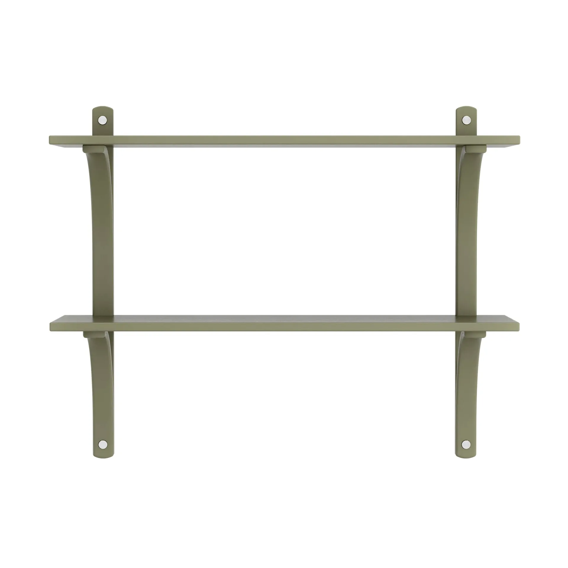 Levi estantería, Moss green-acero inoxidable, 2 estantes, 90 cm Swedese