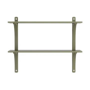 Levi estantería - Moss green-acero inoxidable, 2 estantes, 90 cm - Swedese