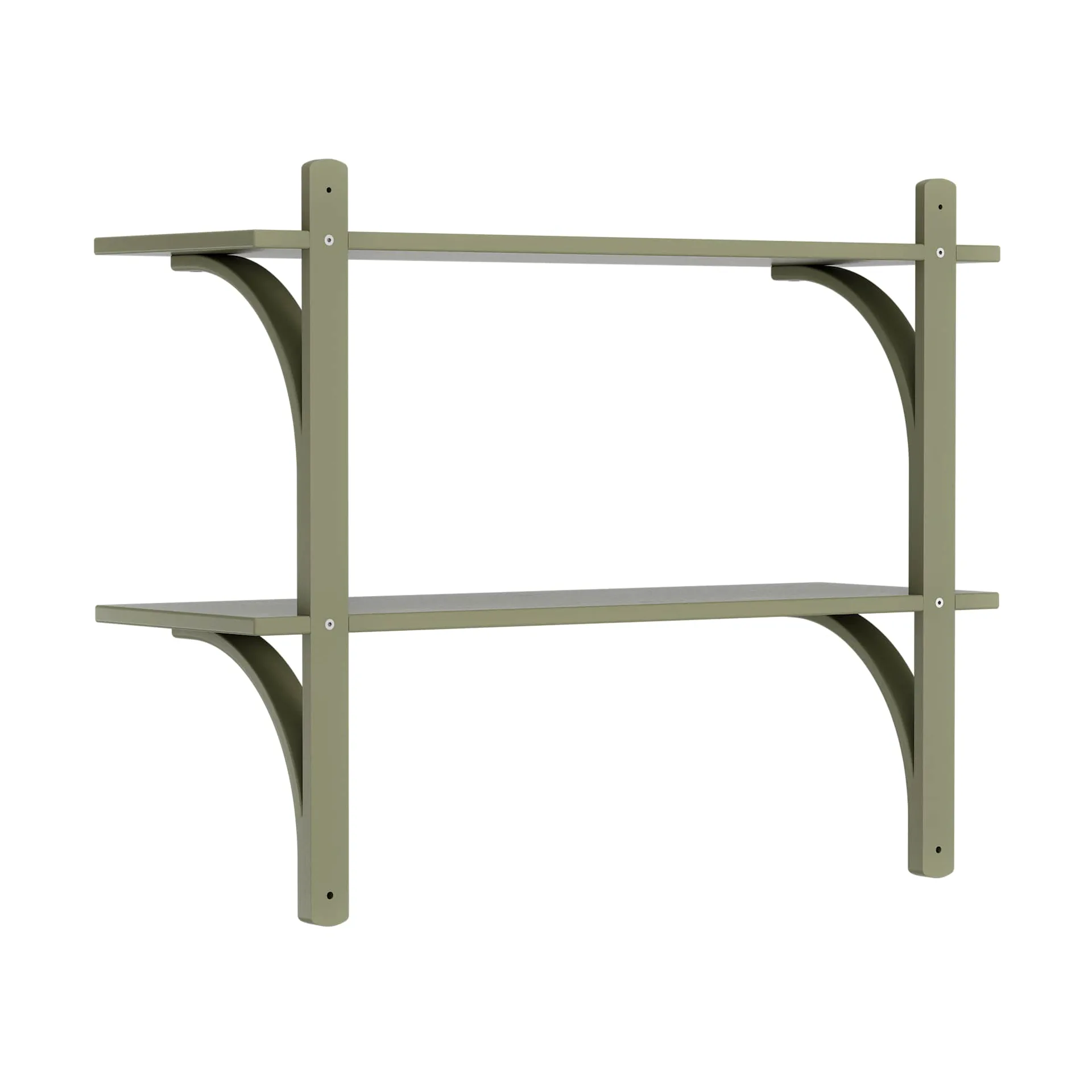 Levi estantería, Moss green-acero inoxidable, 2 estantes, 90 cm Swedese