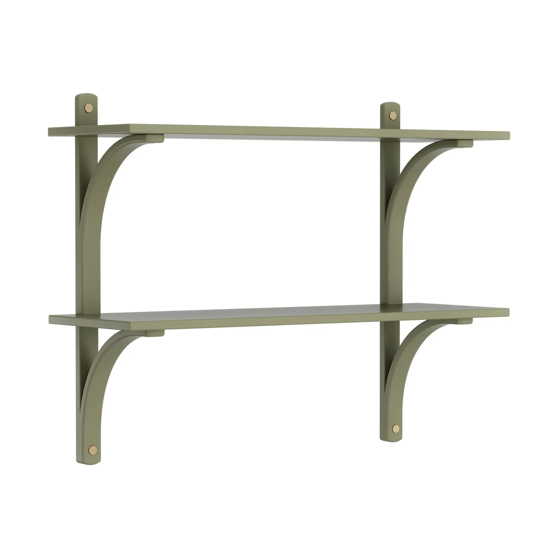 Levi estantería, Moss green, latón, 2 estantes, 90 cm Swedese