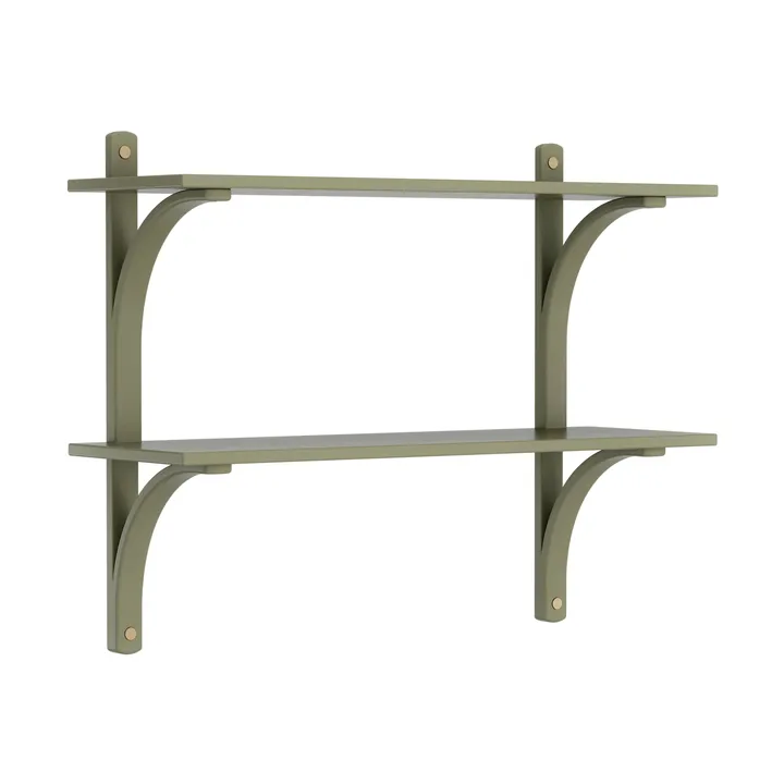 Levi estantería - Moss green, latón, 2 estantes, 90 cm - Swedese