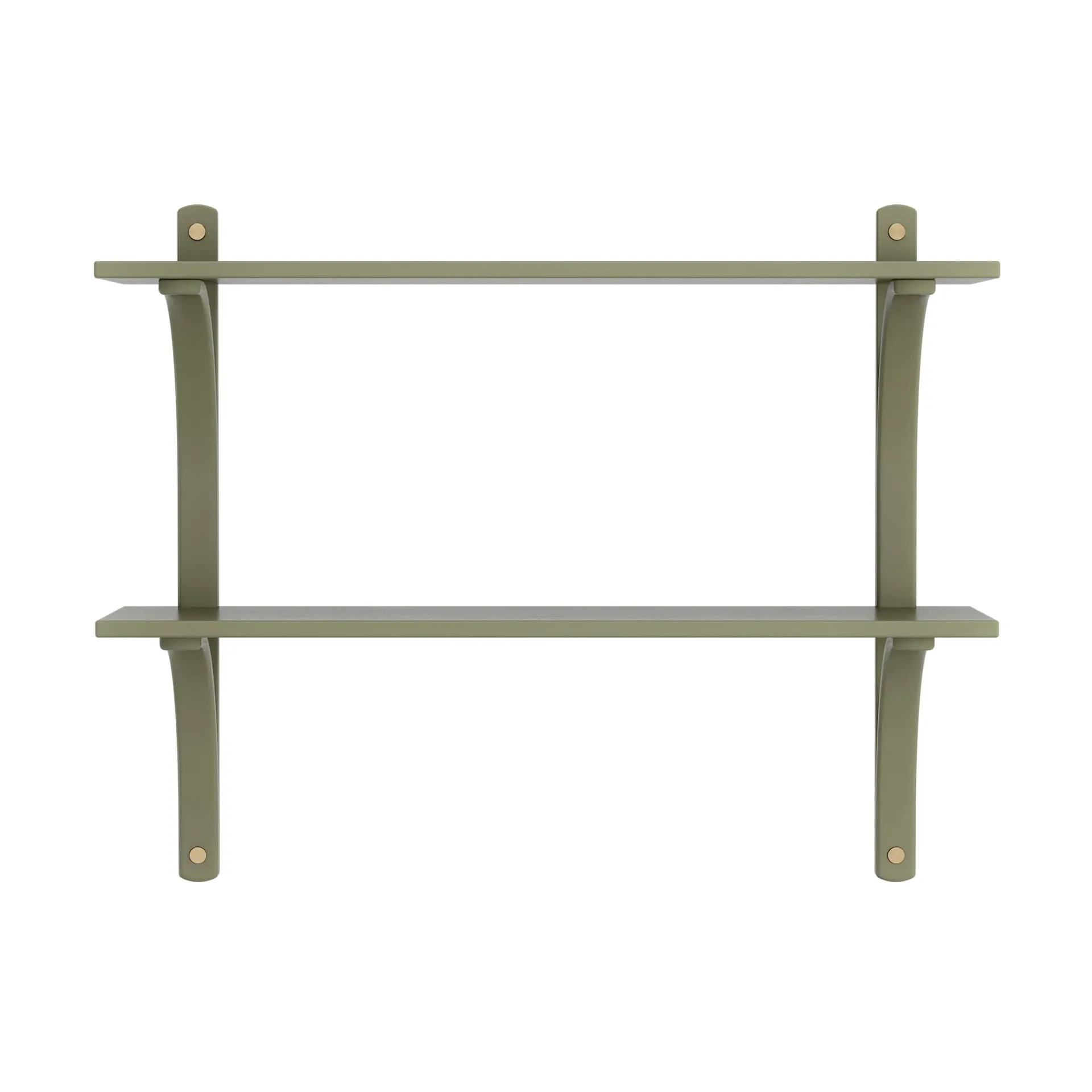 Levi estantería, Moss green, latón, 2 estantes, 90 cm Swedese