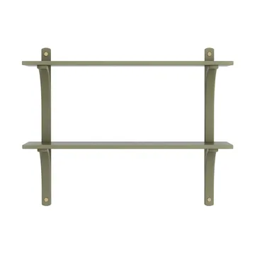 Levi estantería - Moss green, latón, 2 estantes, 90 cm - Swedese