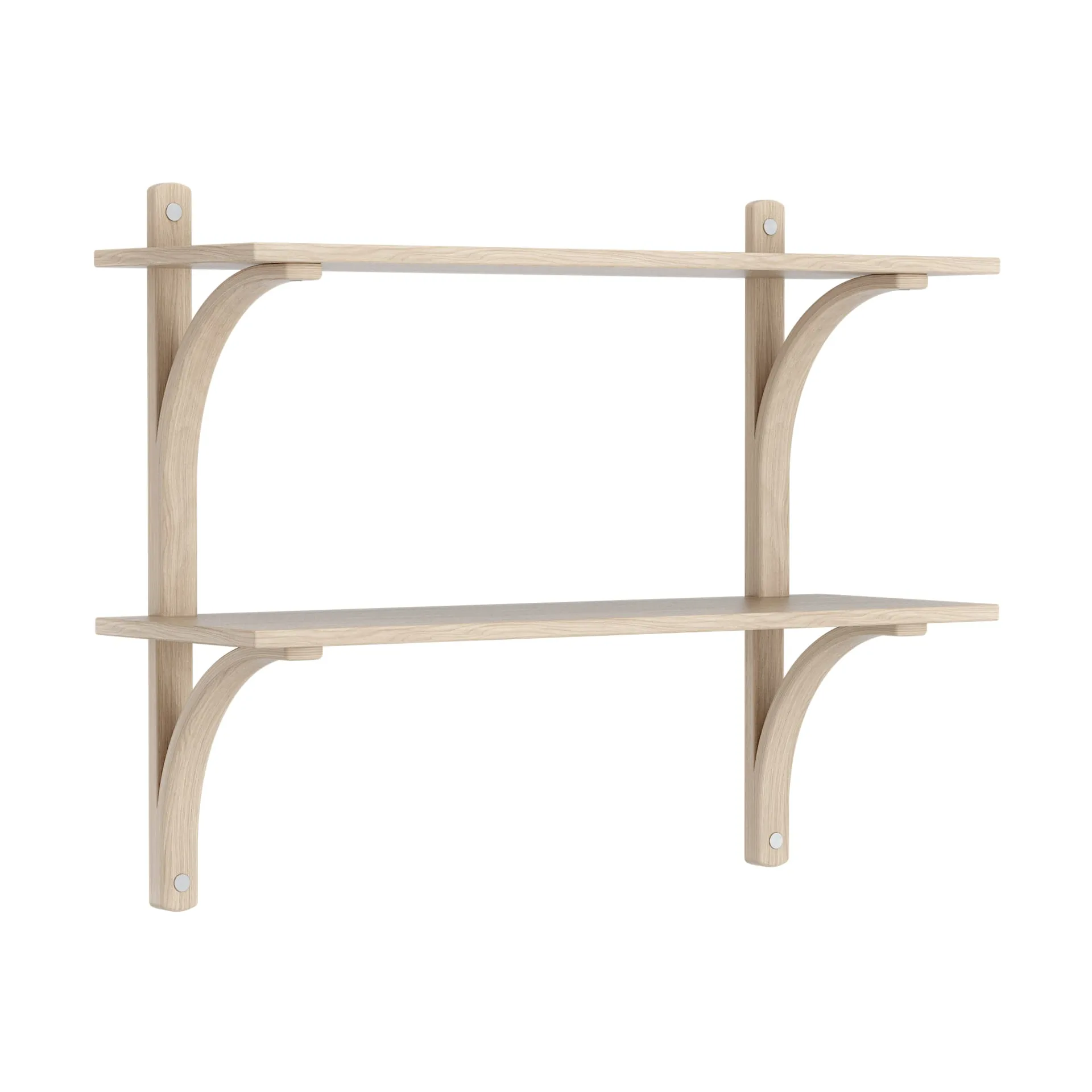 Levi estantería, Roble blanqueado-acero inoxidable, 2 estantes, 90 cm Swedese