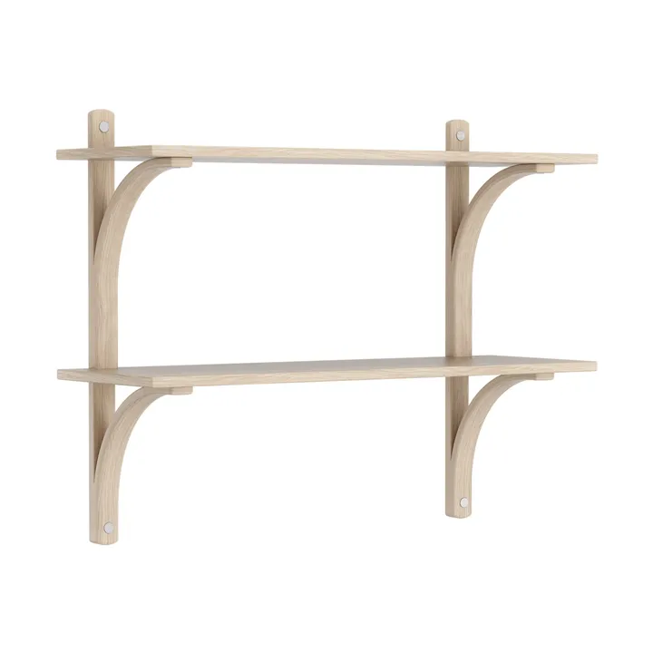 Levi estantería - Roble blanqueado-acero inoxidable, 2 estantes, 90 cm - Swedese
