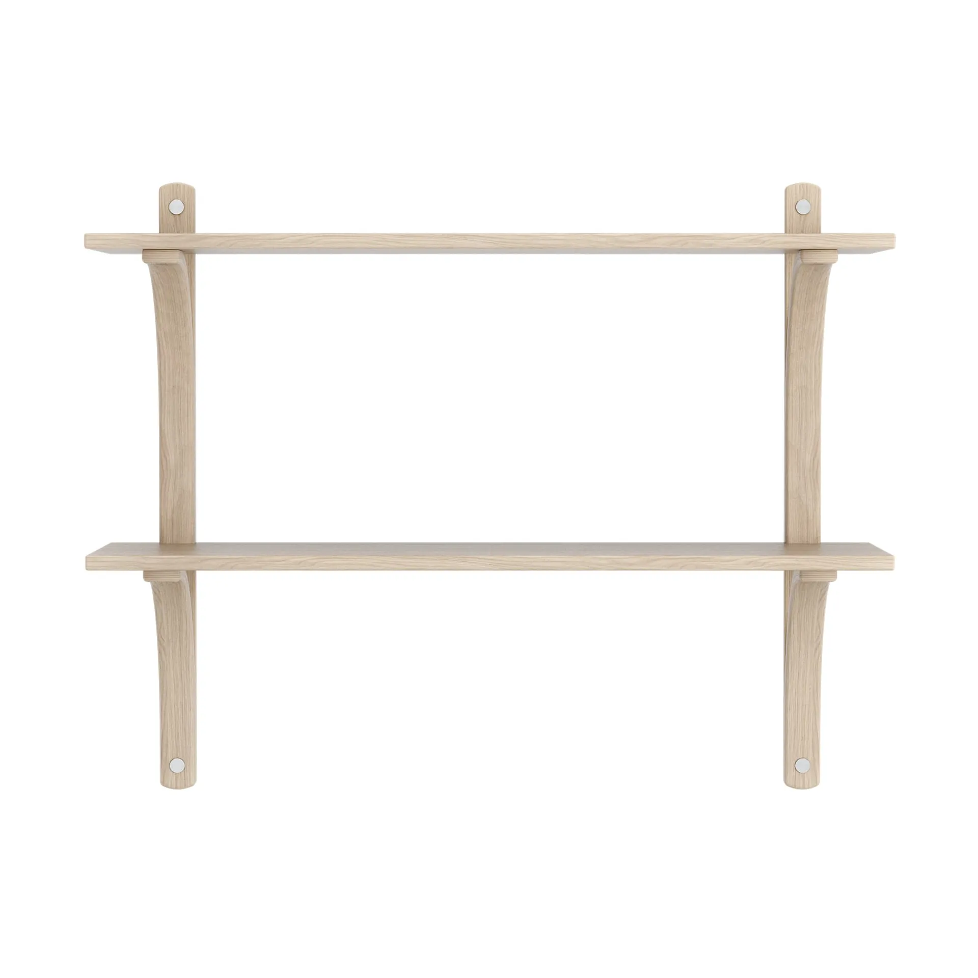 Levi estantería, Roble blanqueado-acero inoxidable, 2 estantes, 90 cm Swedese