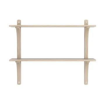 Levi estantería - Roble blanqueado-acero inoxidable, 2 estantes, 90 cm - Swedese
