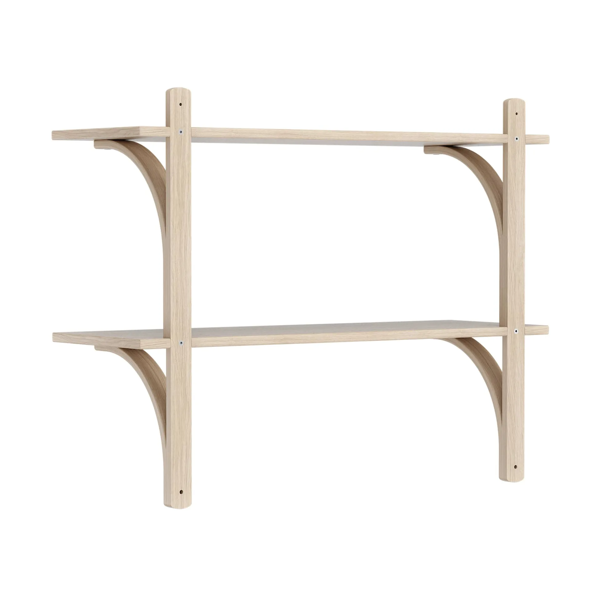 Levi estantería, Roble blanqueado-acero inoxidable, 2 estantes, 90 cm Swedese