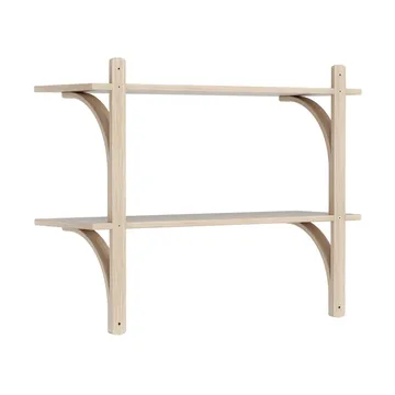Levi estantería - Roble blanqueado-acero inoxidable, 2 estantes, 90 cm - Swedese