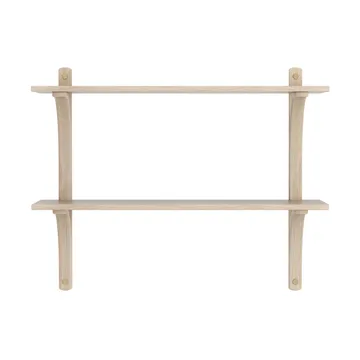 Levi estantería - Roble blanqueado, latón, 2 estantes, 90 cm - Swedese