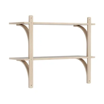 Levi estantería - Roble blanqueado, latón, 2 estantes, 90 cm - Swedese