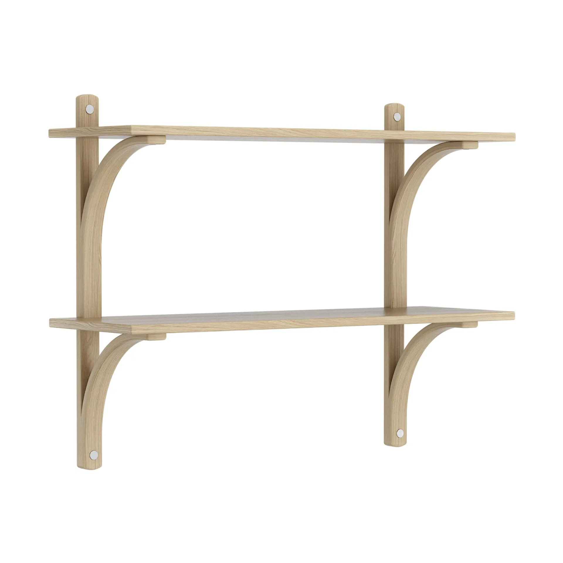 Levi estantería, Roble lacado-acero inoxidable, 2 estantes, 90 cm Swedese