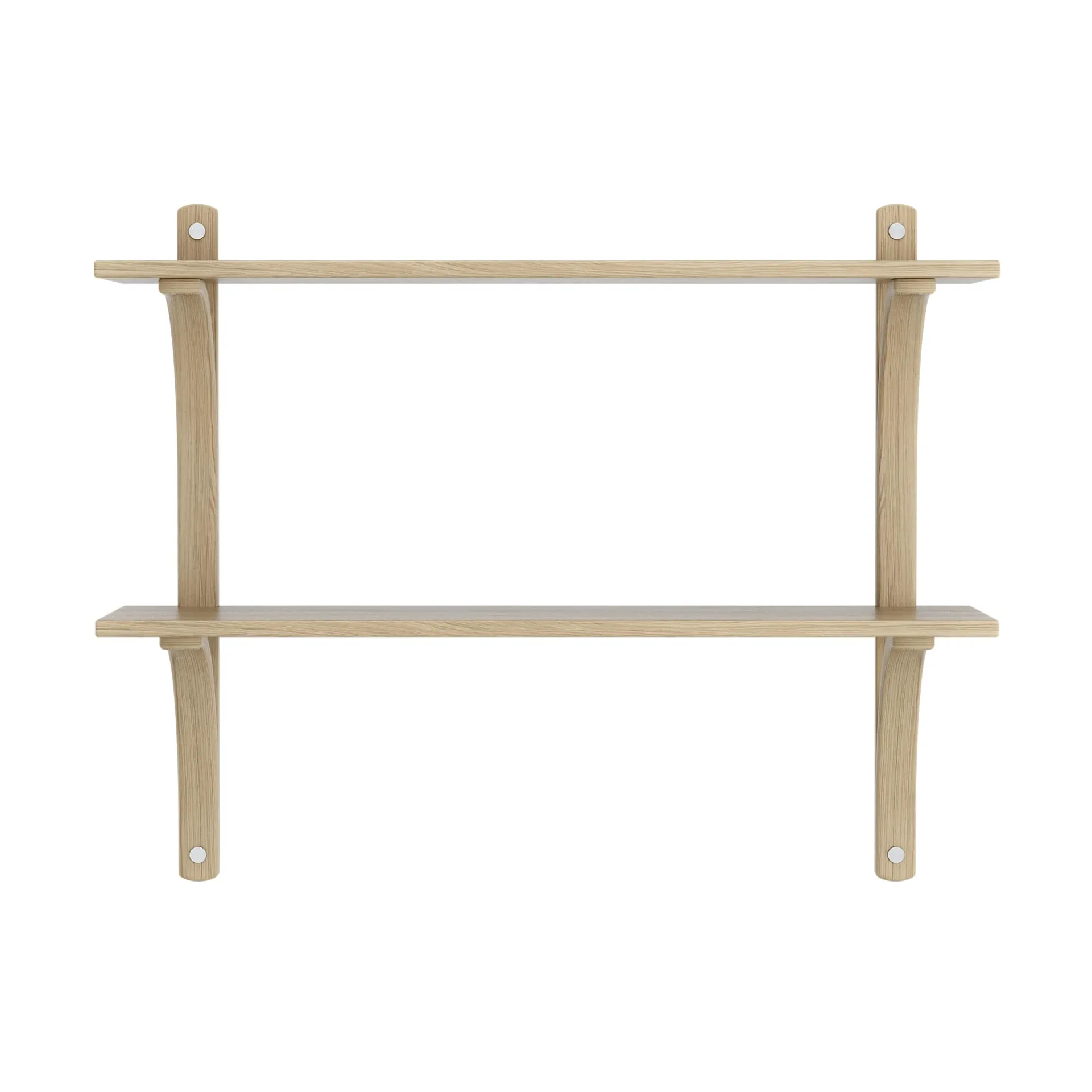 Levi estantería, Roble lacado-acero inoxidable, 2 estantes, 90 cm Swedese