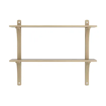 Levi estantería - Roble lacado-acero inoxidable, 2 estantes, 90 cm - Swedese
