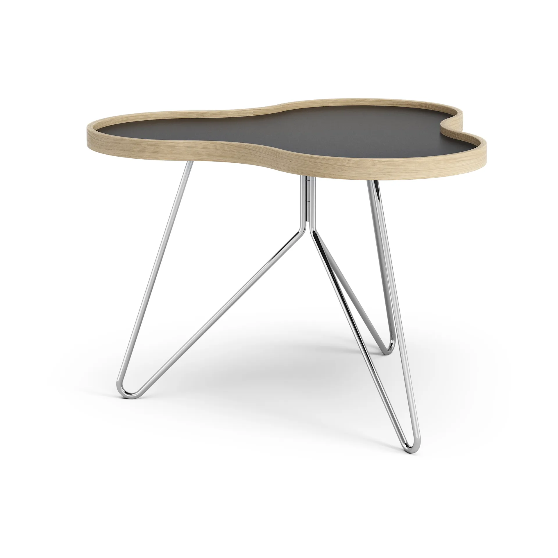 Mesa Flower 62x66 cm, 45 cm, Negro-canto de roble-base de cromo Swedese