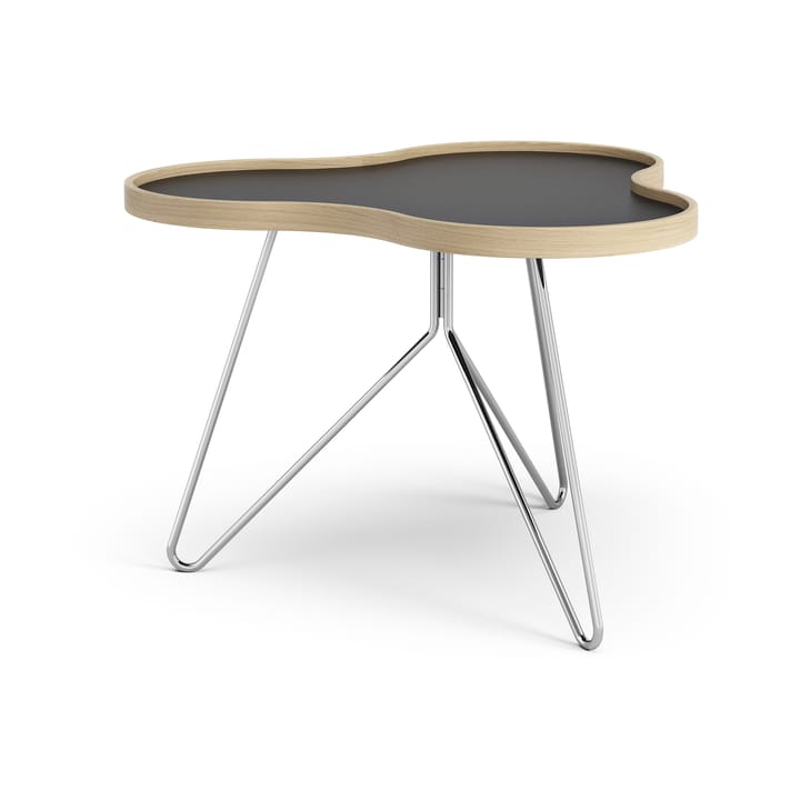 Mesa Flower 62x66 cm - 45 cm, Negro-canto de roble-base de cromo - Swedese