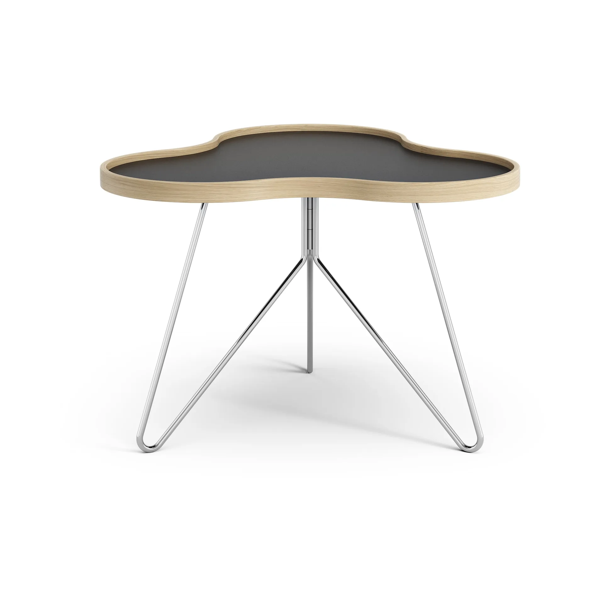 Mesa Flower 62x66 cm, 45 cm, Negro-canto de roble-base de cromo Swedese