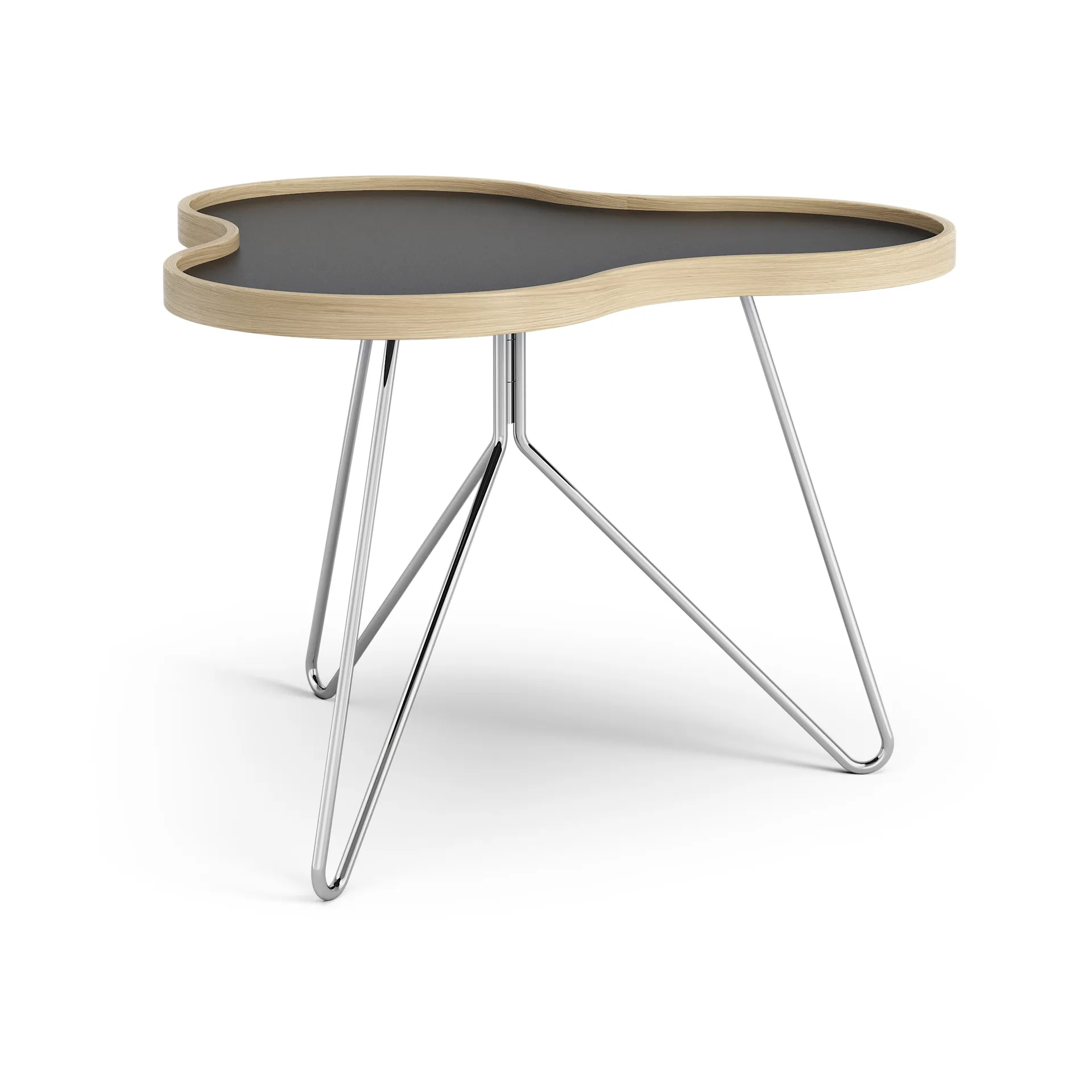 Mesa Flower 62x66 cm, 45 cm, Negro-canto de roble-base de cromo Swedese