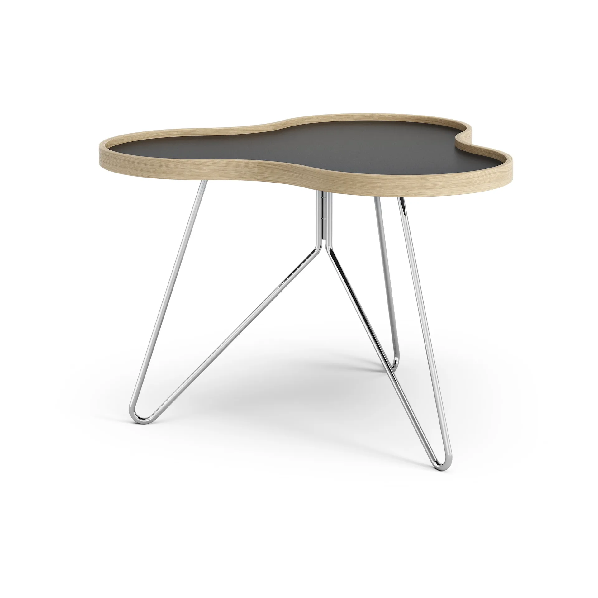 Mesa Flower 62x66 cm, 45 cm, Negro-canto de roble-base de cromo Swedese