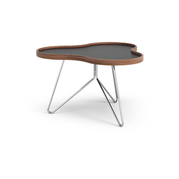 Mesa Flower 62x66 cm, Negro, 39cm, canto de nogal, base de cromo Swedese