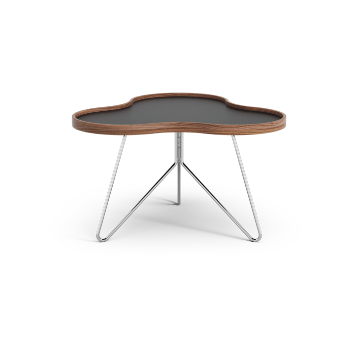 Mesa Flower 62x66 cm, Negro, 39cm, canto de nogal, base de cromo Swedese