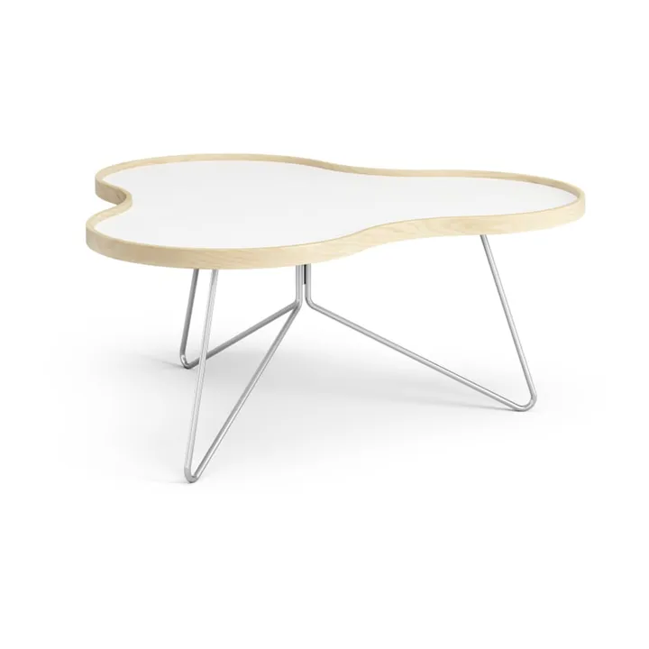 Mesa Flower 84x90 cm - Altura: 39 cm, blanco-abedul-cromo - Swedese