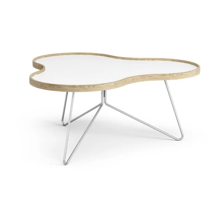 Mesa Flower 84x90 cm - Altura 39 cm-blanco-roble-cromo - Swedese