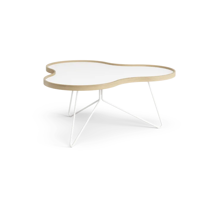 Mesa Flower 84x90 cm - Altura: 39 cm, roble blanco con estructura blanca - Swedese