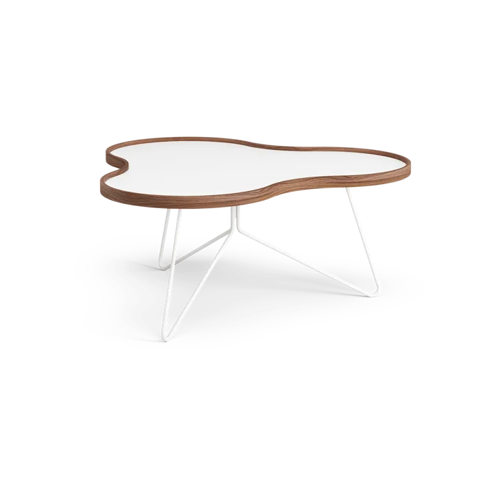 Mesa Flower 84x90 cm - Altura: 39cm, blanco-nogal con estructura blanca - Swedese