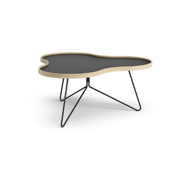 Mesa Flower 84x90 cm - Altura: 39cm, negro-roble con estructura negra - Swedese
