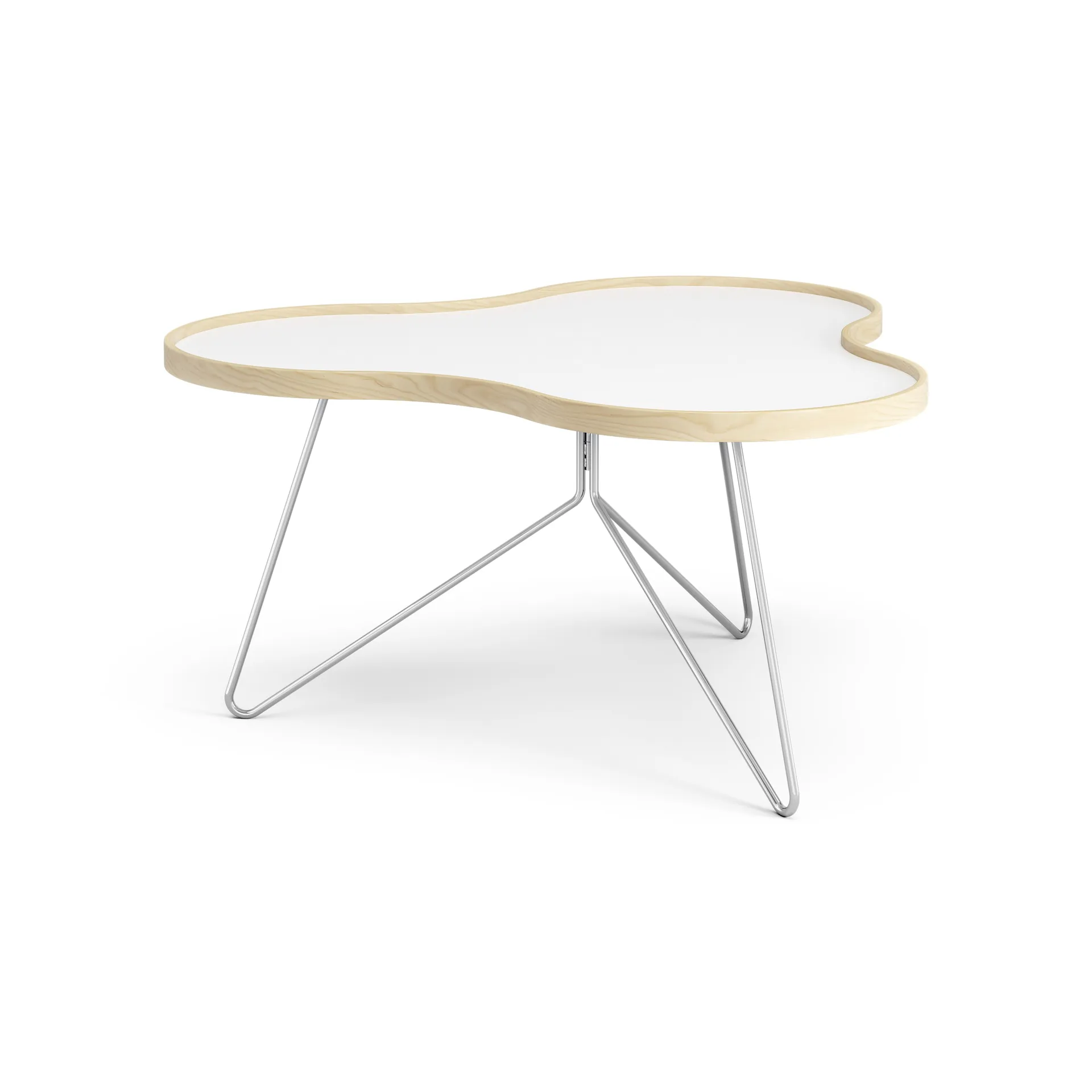 Mesa Flower 84x90 cm, Altura: 45 cm, blanco-abedul-cromo Swedese