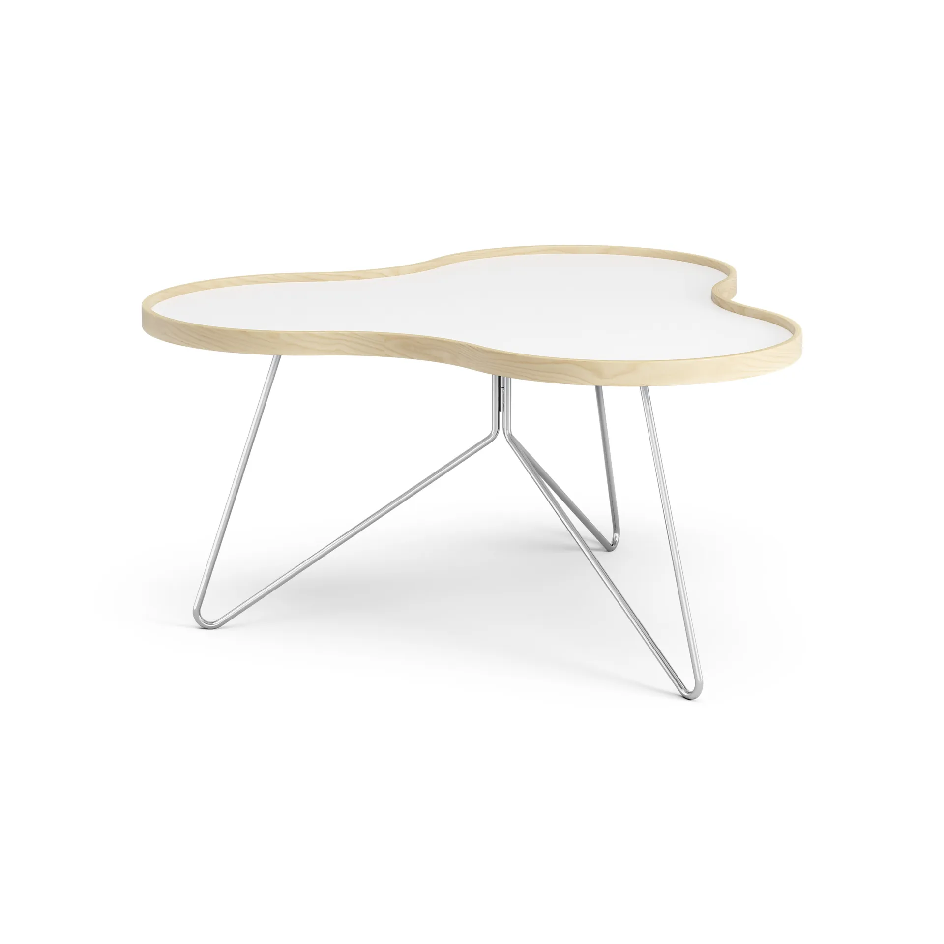 Mesa Flower 84x90 cm, Altura: 45 cm, blanco-abedul-cromo Swedese