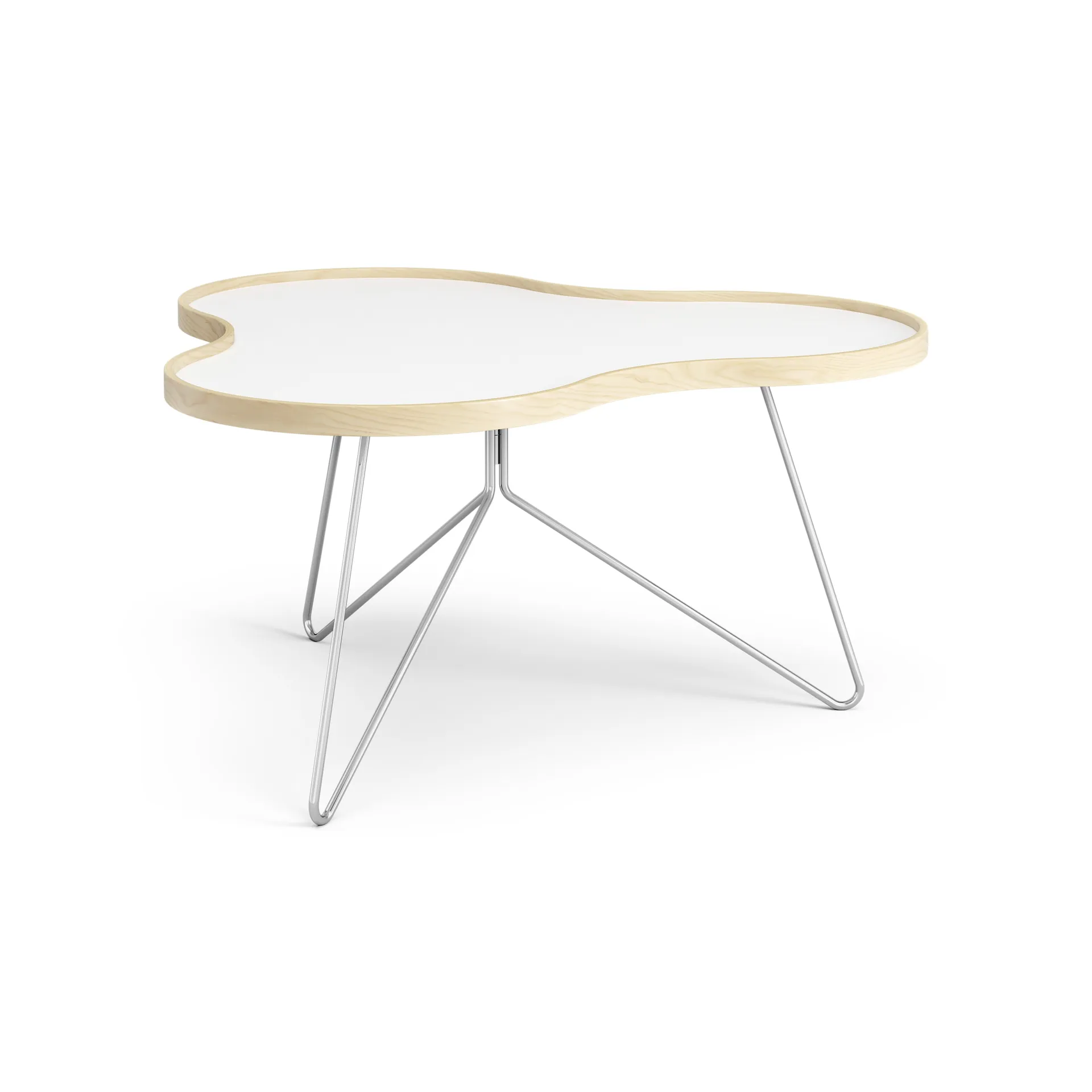 Mesa Flower 84x90 cm, Altura: 45 cm, blanco-abedul-cromo Swedese