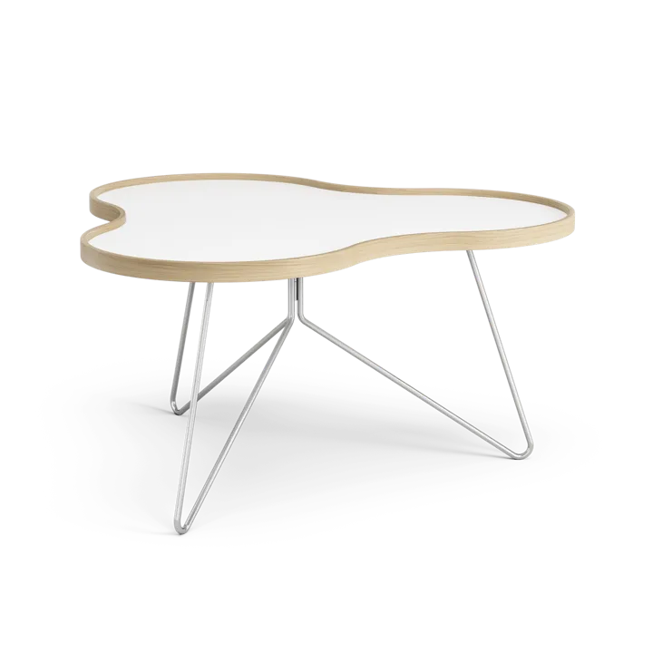 Mesa Flower 84x90 cm - Altura: 45 cm, blanco-roble-cromo - Swedese