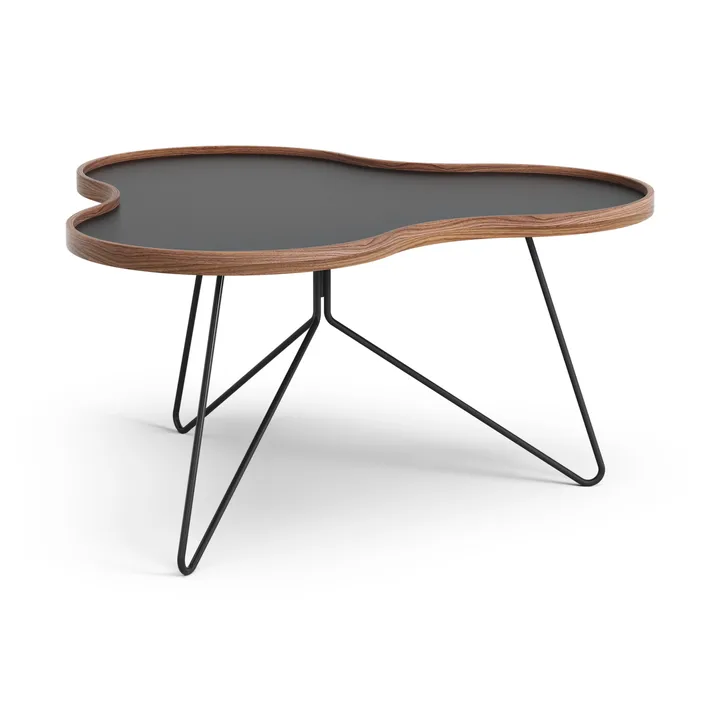 Mesa Flower 84x90 cm - Altura: 45, negro-nogal con estructura negra - Swedese