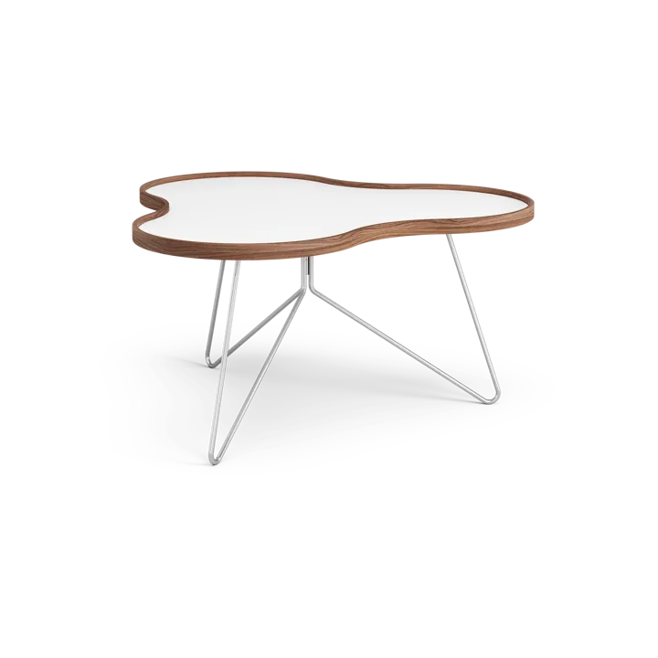 Mesa Flower 84x90 cm - Altura: 45cm, blanco-nogal-cromo - Swedese