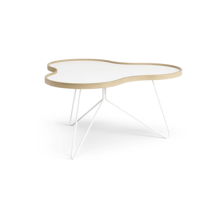 Mesa Flower 84x90 cm - Altura: 45cm, blanco-roble con estructura blanca - Swedese