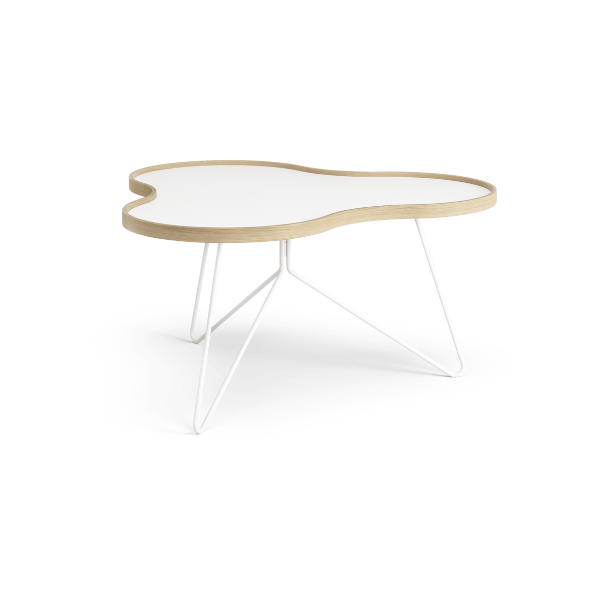 Swedese Mesa Flower 84x90 cm Blanco, 45cm, canto de roble, base blanca