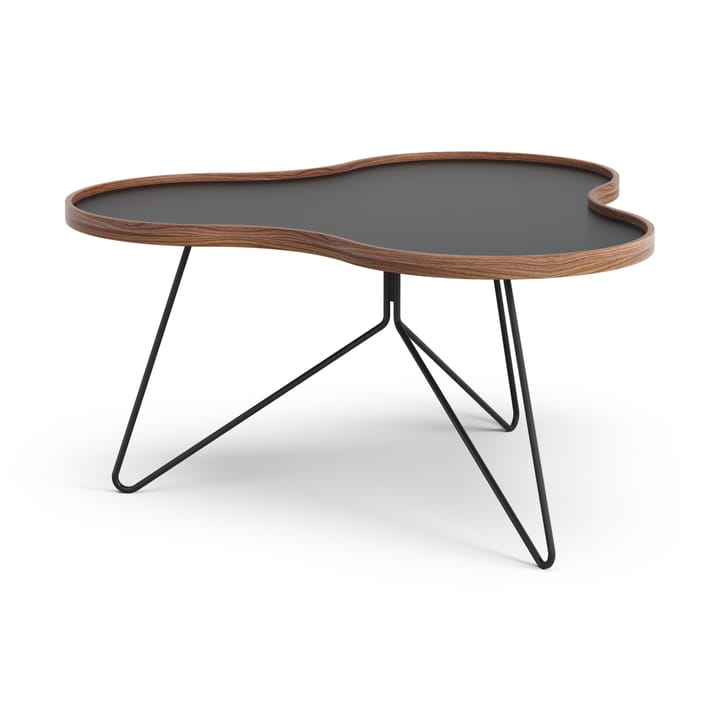 Mesa Flower 84x90 cm, H45-negro-canto de nogal-base negra Swedese