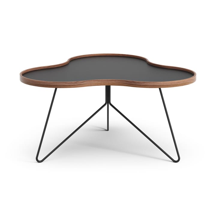 Mesa Flower 84x90 cm, H45-negro-canto de nogal-base negra Swedese
