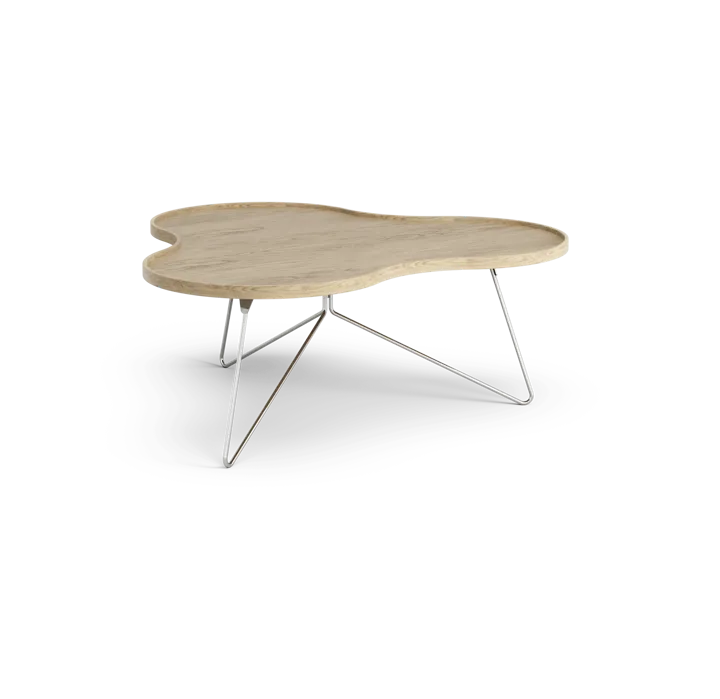 Mesa Flower mono 107x114 cm - Altura 45 cm-roble natural-cromo - Swedese