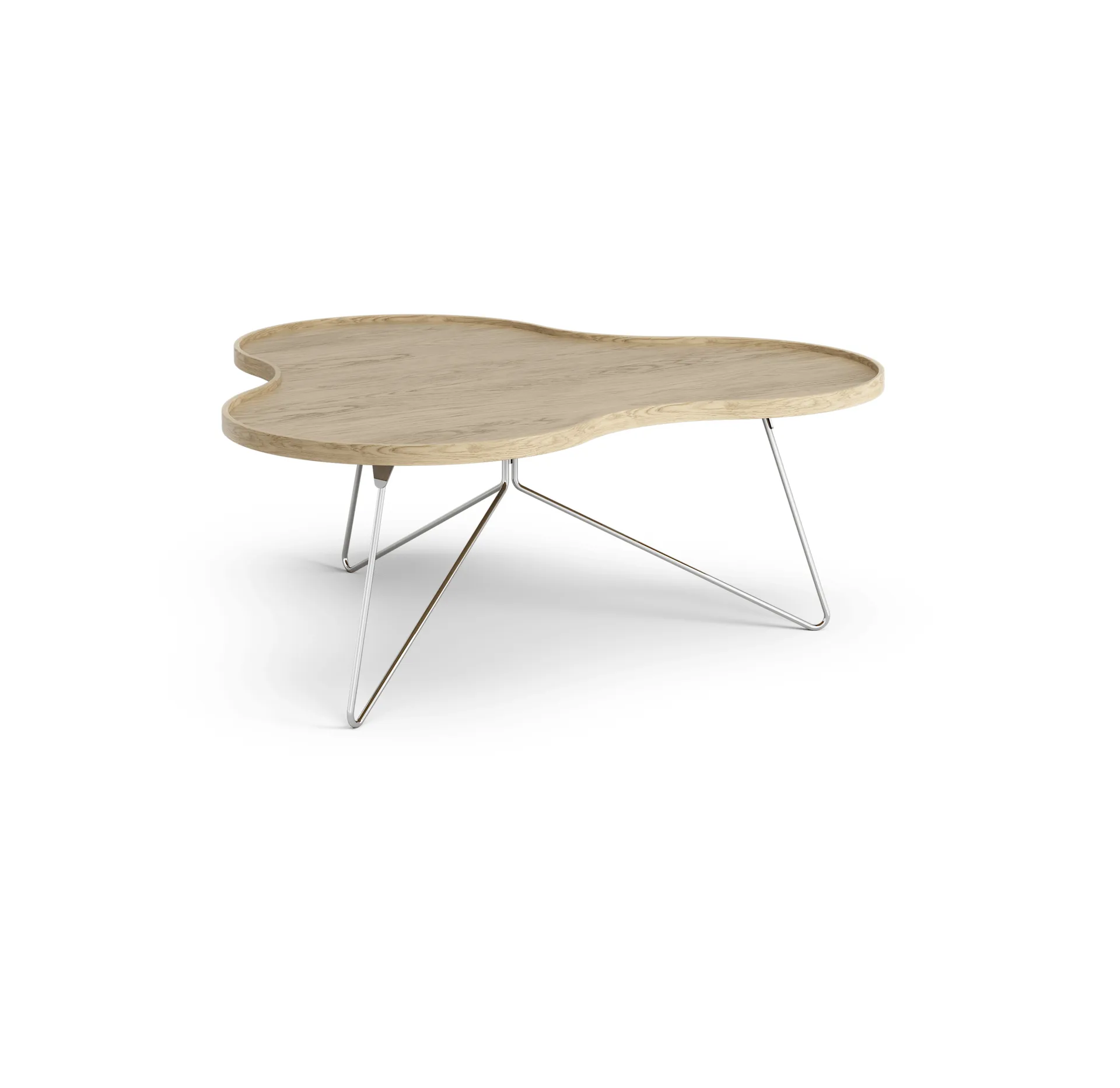 Mesa Flower mono 107x114 cm, Roble natural, 45cm, base de cromo Swedese