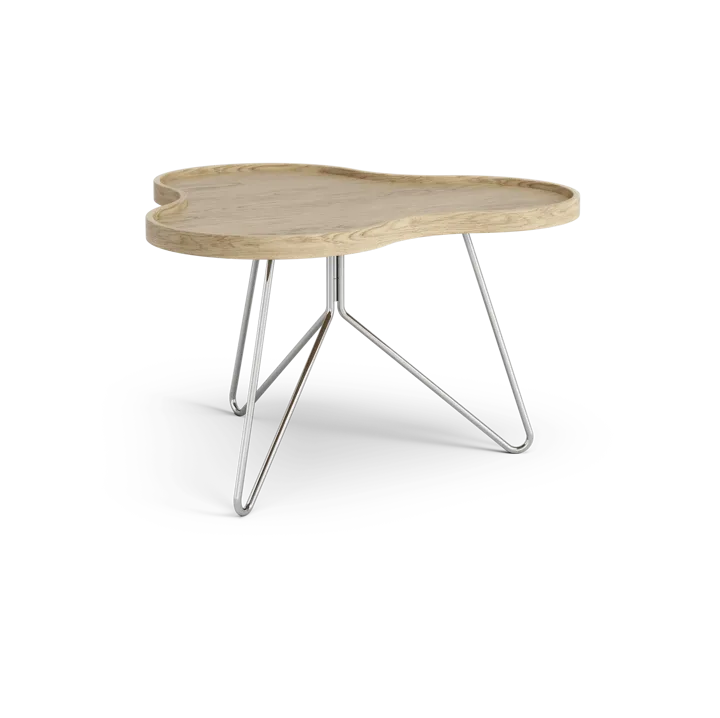Mesa Flower mono 62x66 cm - Altura 39cm-roble natural-cromo - Swedese