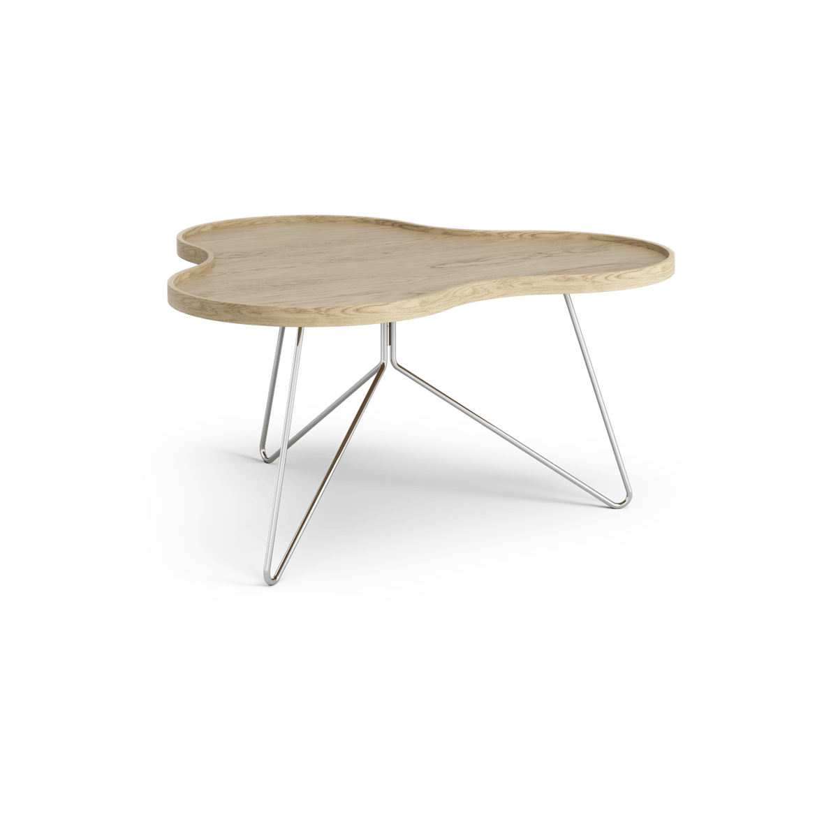 Swedese Mesa Flower mono 84x90 cm Roble natural, 45cm, base de cromo