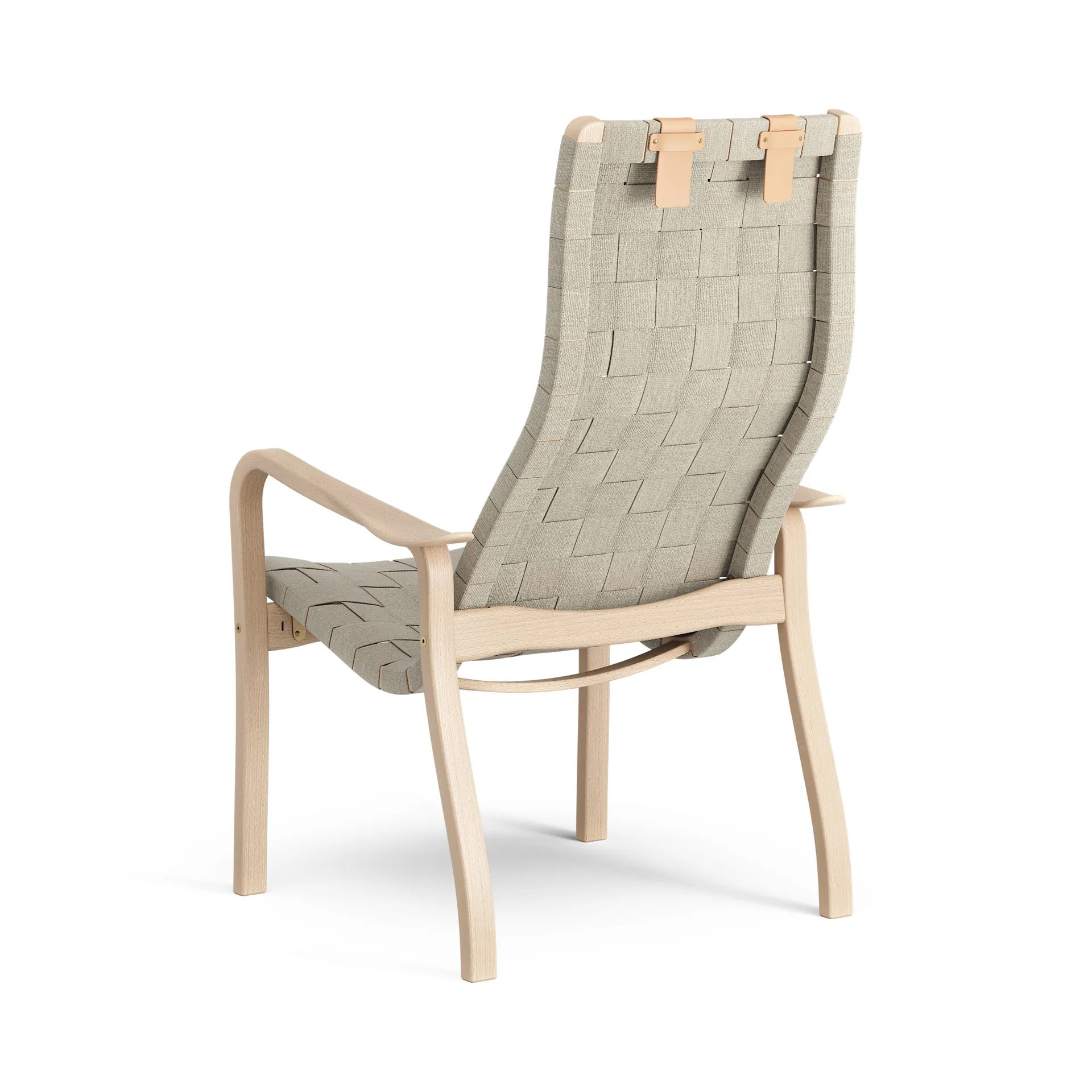 Sillón alto Primo con cojín para cuello haya lacada, natural Swedese