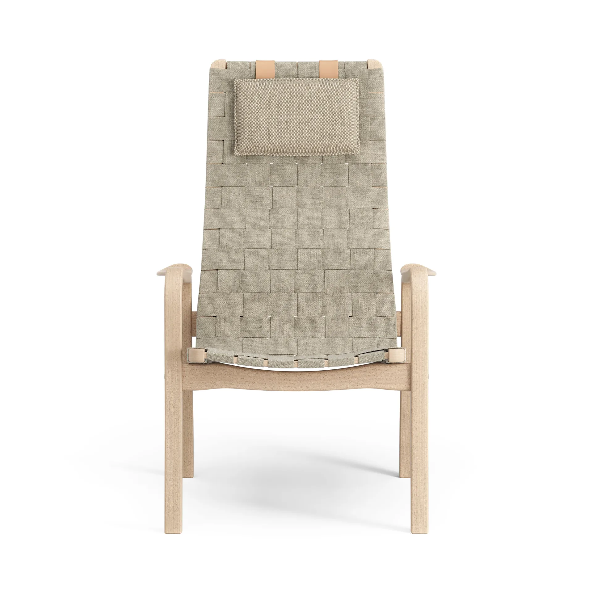 Sillón alto Primo con cojín para cuello haya lacada, natural Swedese