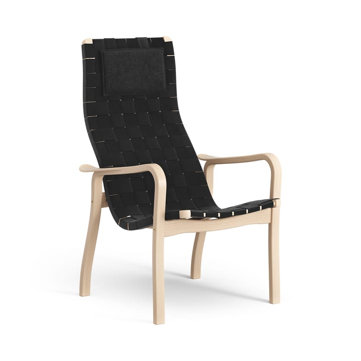 Sillón alto Primo con cojín para cuello haya lacada - negro - Swedese