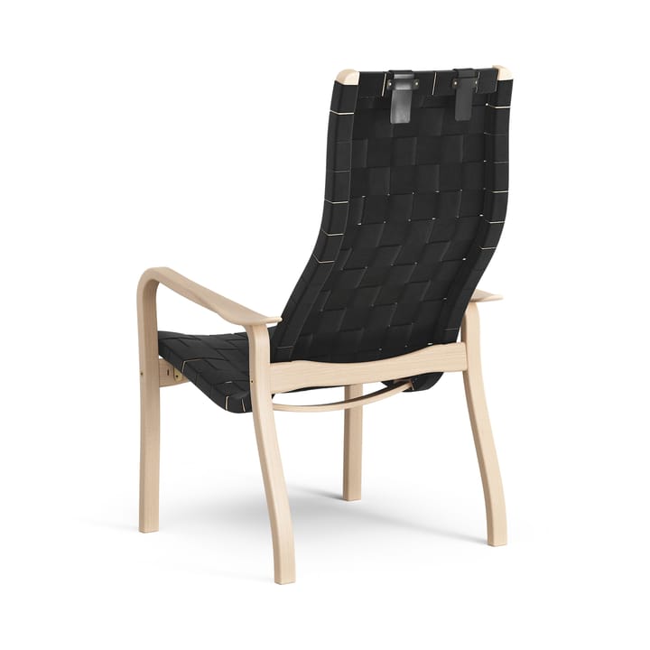 Sillón alto Primo con cojín para cuello haya lacada, negro Swedese