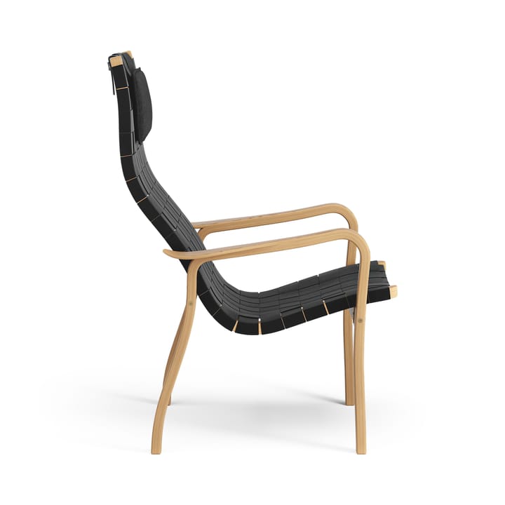 Sillón alto Primo con cojín para cuello roble aceitado, negro Swedese